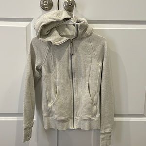 Heathered oatmeal grey scuba full zip hoodie